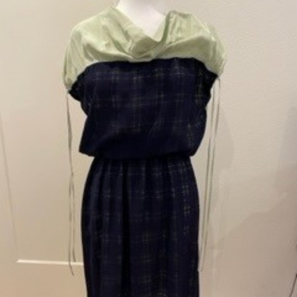 Light and pretty navy blue and sea green dress